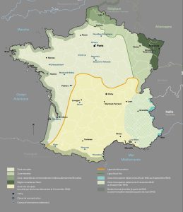 Source : carte établie d’après celle d’Yvain Roué et Philippe Grange-Ponte, 2001-2012. Cartographie Réseau Canopé, 2016.