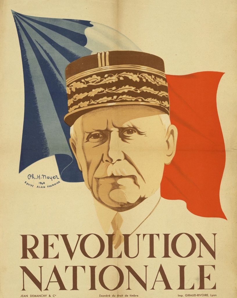 Révolution nationale, 1940. Affiche couleur, Ph. Noyer, Alain Fournier. Archives départementales de la Dordogne, 11 Fi 33.